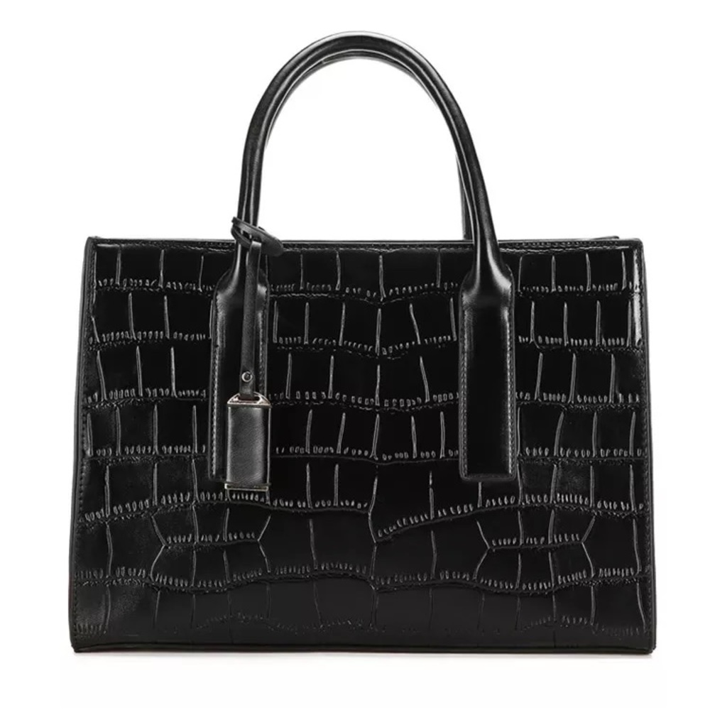 H&M Black Faux Croc Print Handbag
